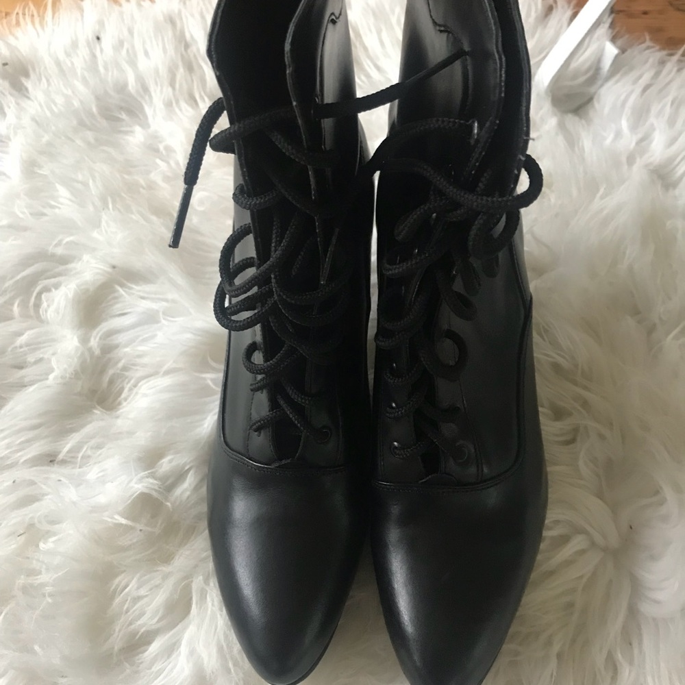 Oak Tree Farm Black  “Eleanor” lace up booties
